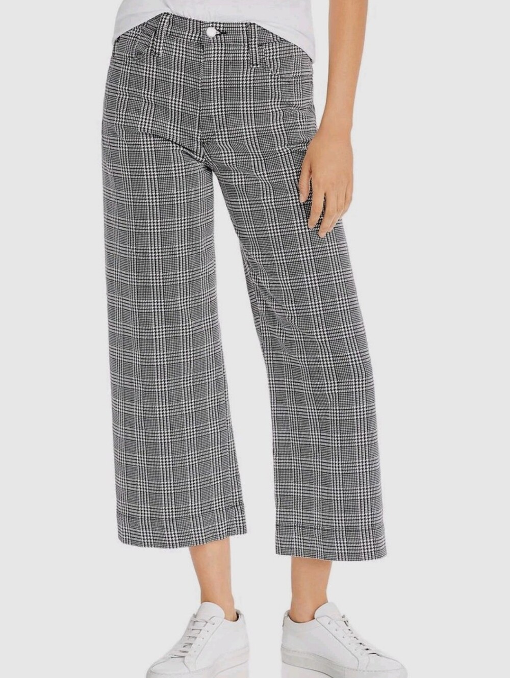 AG ADRIANO GOLDSCHMIED Etta Boundless 26" Wide-Leg Crop Jean Houndstooth Size 31